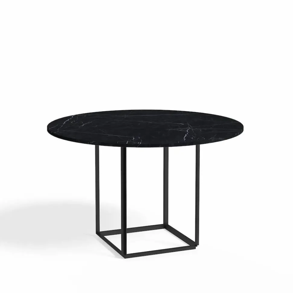 Florence matbord runt black marquina marble ø120 cm svart stativ