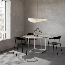 Florence matbord runt gris du marais marble ø120 cm svart stativ