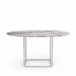 Florence matbord runt white viola marble ø145 cm vitt stativ