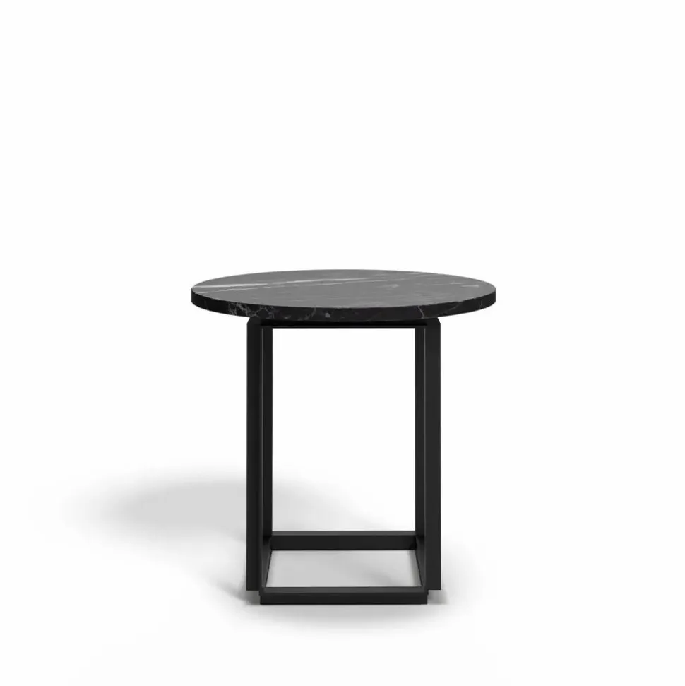 Florence sidobord black marquina marble ø50 cm svart stativ
