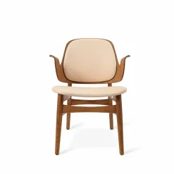 Gesture loungestol läder vegetal 90 natur teakoljat ekstativ sits i latte