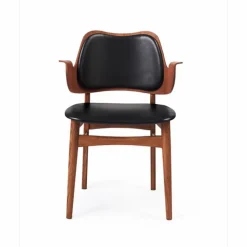 Gesture stol klädd sits & rygg läder prescott 207 black teakoljat ekstativ klädd sits klädd rygg