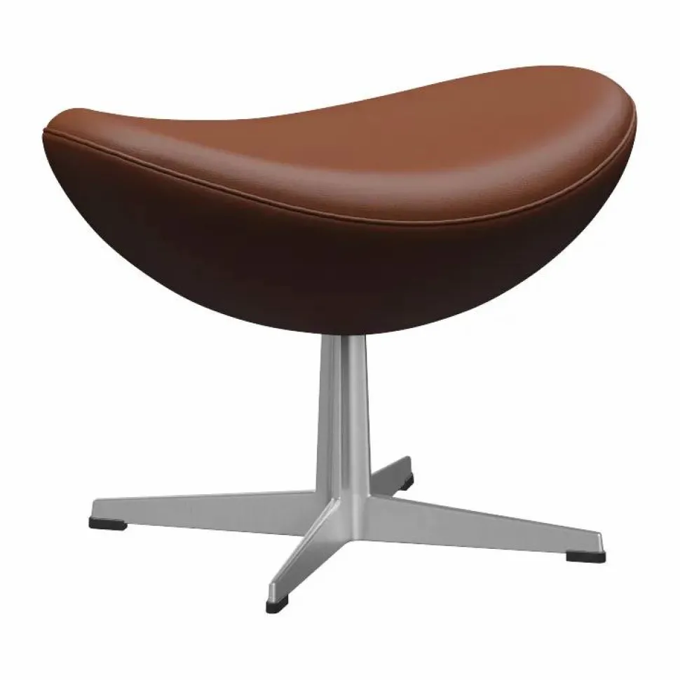 Ägget 3127 fotpall Leather Aura Cognac-steel