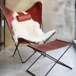 KS Chair fladdermusfåtölj Läder cognac svart stativ