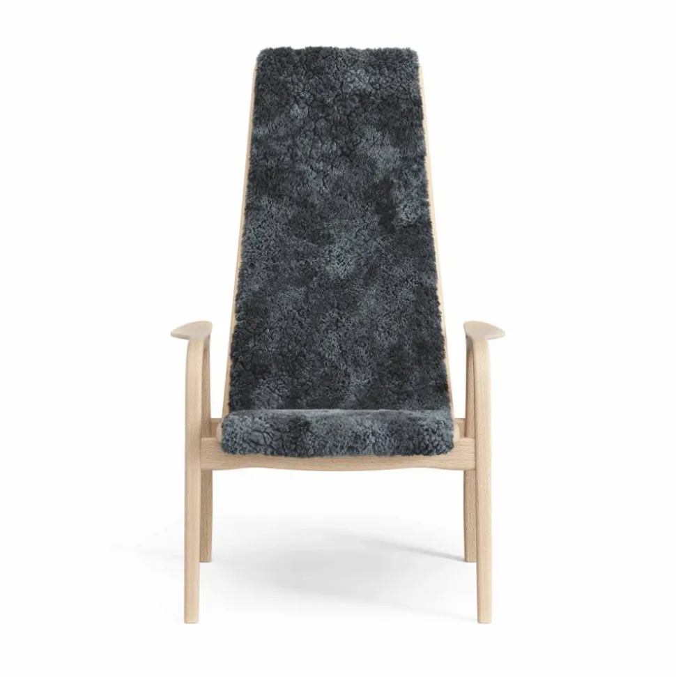 Lamini barnfåtölj lackad bok/fårskinn Charcoal (mörkgrå)
