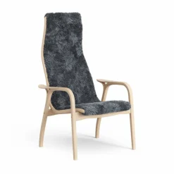 Lamini barnfåtölj lackad bok/fårskinn Charcoal (mörkgrå)