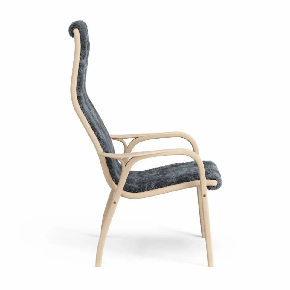 Lamini barnfåtölj lackad bok/fårskinn Charcoal (mörkgrå)