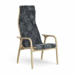 Lamini barnfåtölj lackad ek/fårskinn Charcoal (mörkgrå)