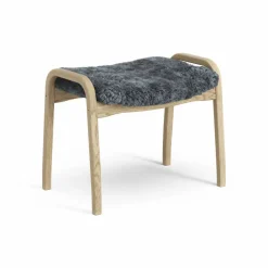 Lamini fotpall till barn lackad ek/fårskinn Charcoal (mörkgrå)