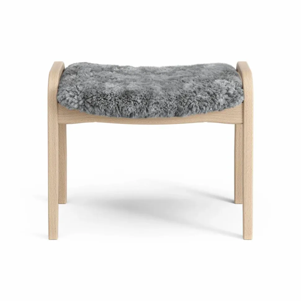 Lamini fotpall till barn lackad bok/fårskinn Scandinavian Grey (grå)