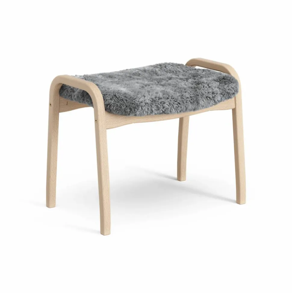 Lamini fotpall till barn lackad bok/fårskinn Scandinavian Grey (grå)