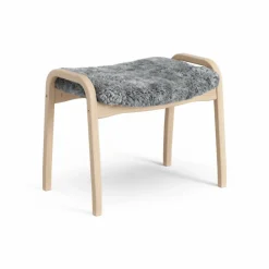 Lamini fotpall till barn lackad bok/fårskinn Scandinavian Grey (grå)