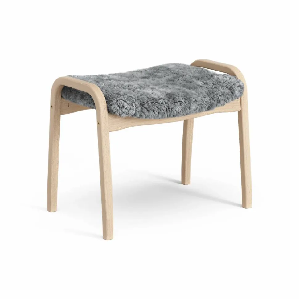 Lamini fotpall till barn lackad bok/fårskinn Scandinavian Grey (grå)