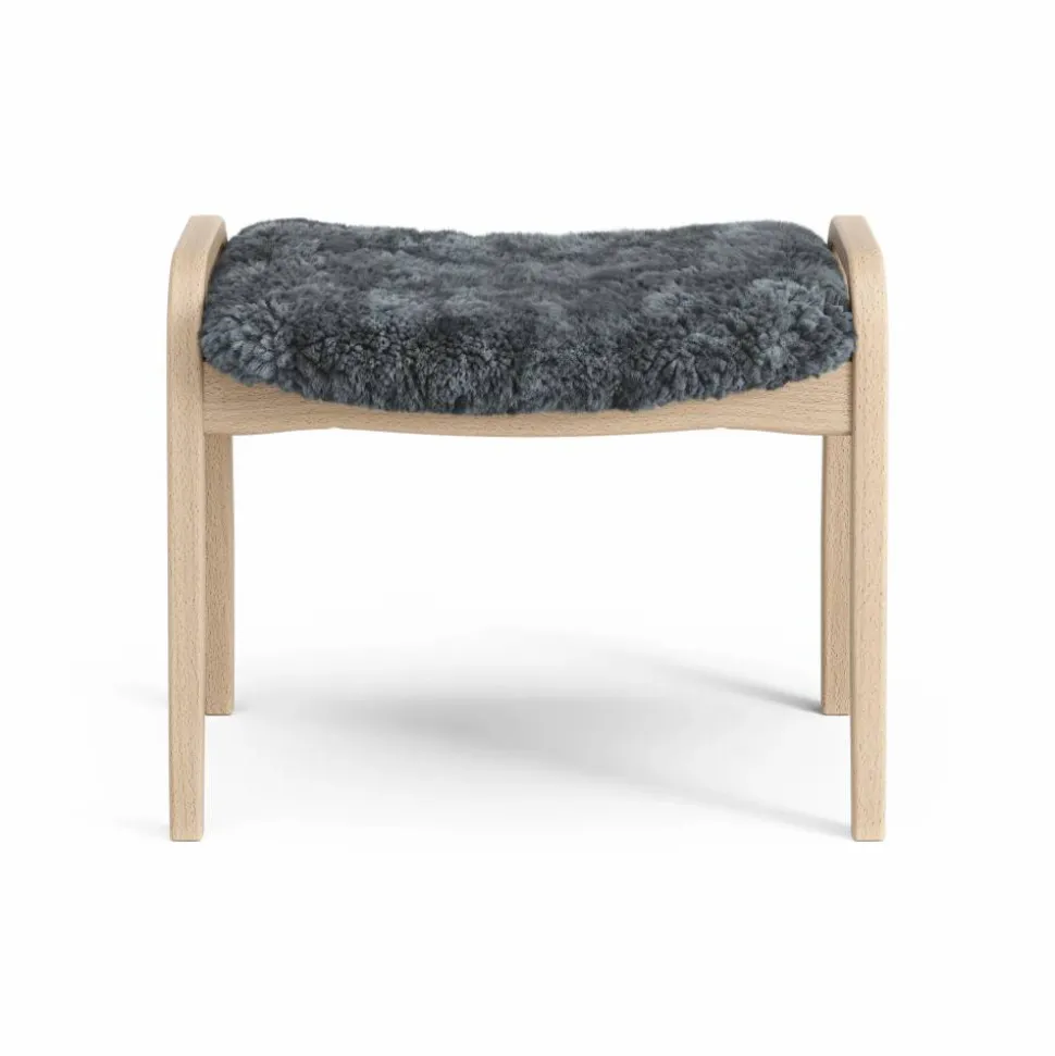 Lamini fotpall till barn lackad bok/fårskinn Charcoal (mörkgrå)