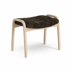 Lamini fotpall till barn lackad bok/fårskinn Espresso (brun)