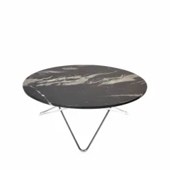 Large O Table soffbord Marmor marquina matt rostfritt stativ