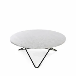 Large O Table soffbord Marmor carrara svartlackat stativ