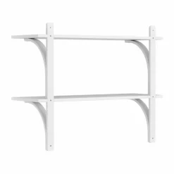 Levi hylla Vit ask-rostfritt stål 2 hyllplan 90 cm