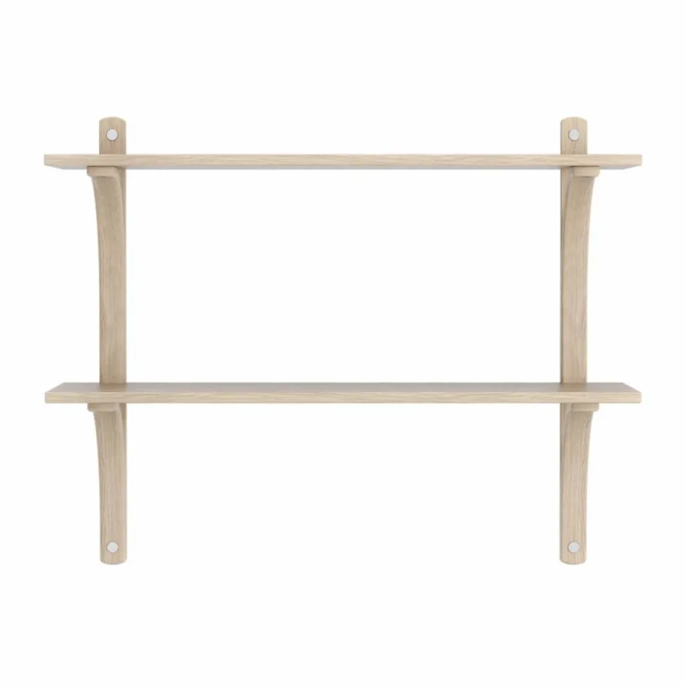 Levi hylla Vitpig. ek-rostfritt stål 2 hyllplan 90 cm
