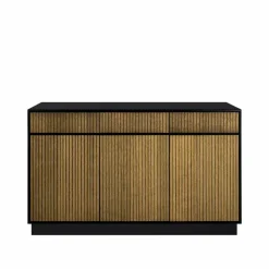 Line Hög skänk walnut/black 3dörrar+3lådor+1+1hylla sockel