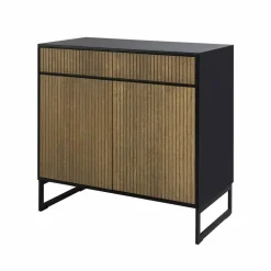 Line Hög skänk walnut/black 2dörrar+2lådor+1hylla svarta metallben