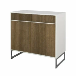 Line Hög skänk walnut/white 2dörrar+2lådor+1hylla kromben