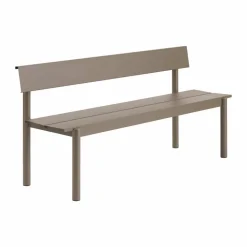 Linear Steel bänk med ryggstöd Taupe 170x34 cm