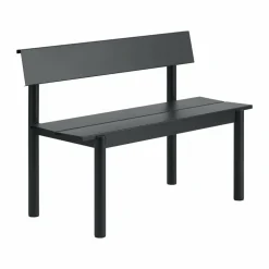 Linear Steel bänk med ryggstöd Black 110x34 cm