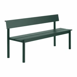 Linear Steel bänk med ryggstöd Dark green 170x34 cm