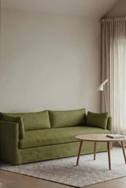 Linnevik soffa Luiza Green 3975-vitoljad ek 4-sits med kappa