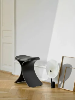 Luno pall 48x28x72 cm Svart ek-svart läder