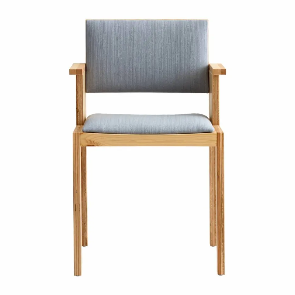 016 Maasto Dining Armchair karmstol Matt oljevaxad furu framsidesklädd grå
