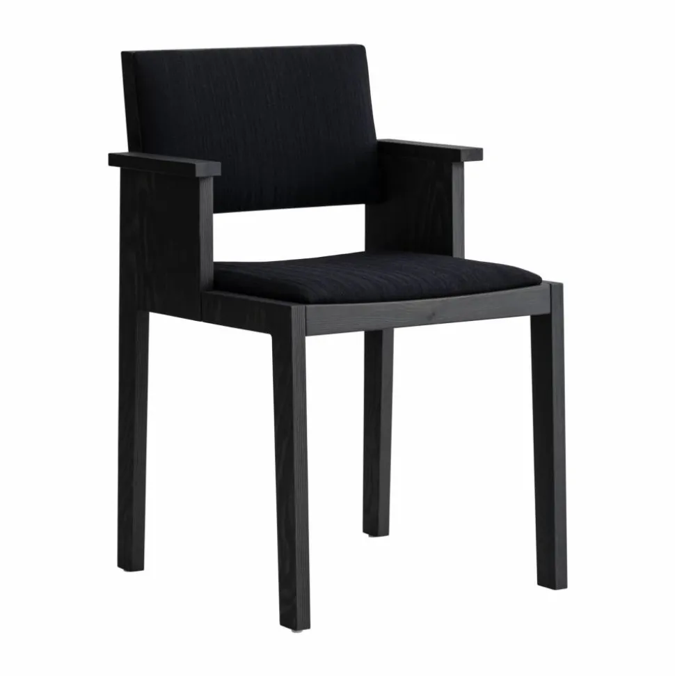 016 Maasto Dining Armchair karmstol Svartbetsad furu framsidesklädd svart