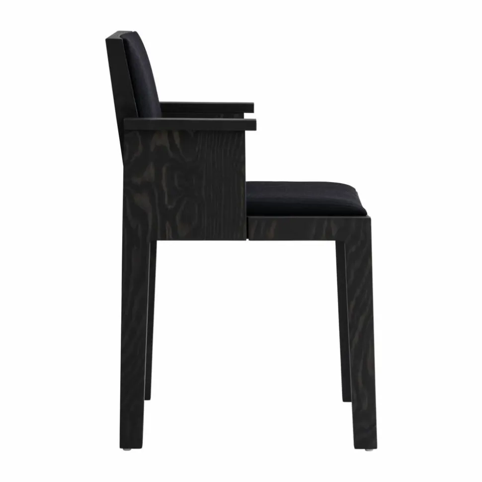 016 Maasto Dining Armchair karmstol Svartbetsad furu framsidesklädd svart