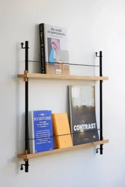 Magazine Shelving tidningsställ Ek-rostfritt stål 85x180x7 cm MS.180.1