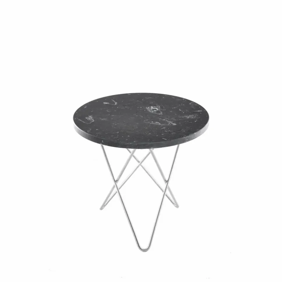 Mini O Table soffbord Marmor marquina rostfritt stativ