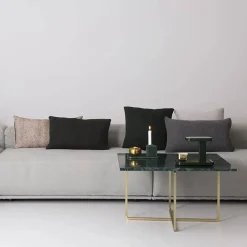 Ninety soffbord rektangulärt marmor marquina mässingsstativ