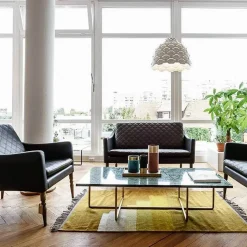 Ninety soffbord rektangulärt marmor marquina mässingsstativ