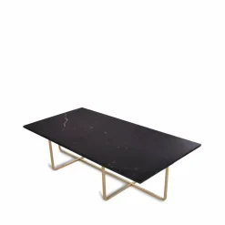 Ninety soffbord rektangulärt marmor marquina mässingsstativ