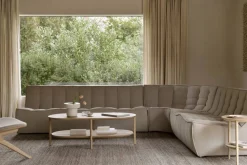 N701 modulhörnsoffa med rundat hörn tyg Ecru beige 330x260 cm