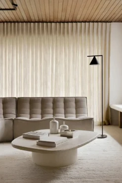 N701 modulhörnsoffa med rundat hörn tyg Ecru beige 330x260 cm