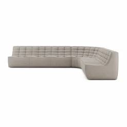 N701 modulhörnsoffa med rundat hörn tyg Ecru beige 330x260 cm