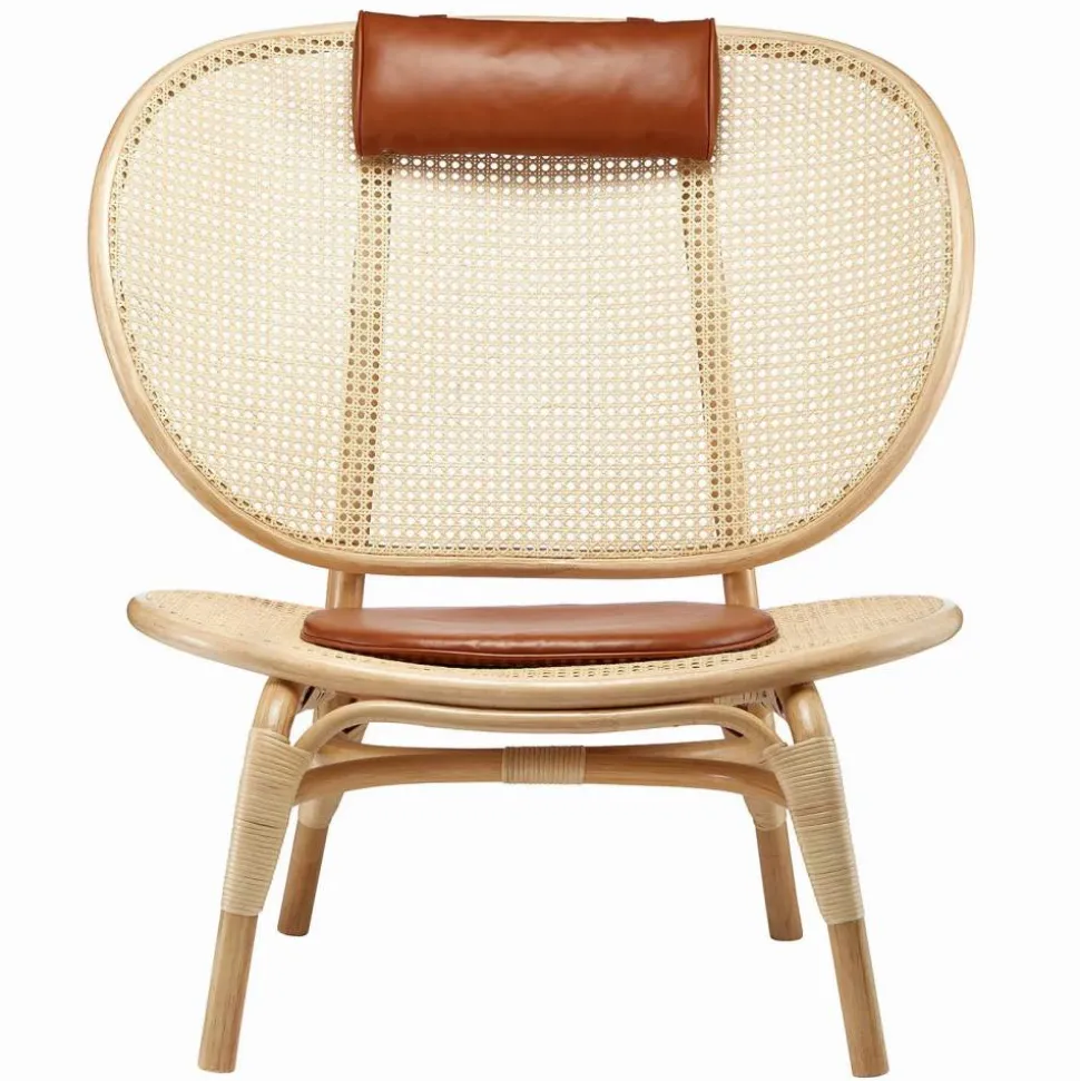 Nomad loungestol Natur-cognac läder