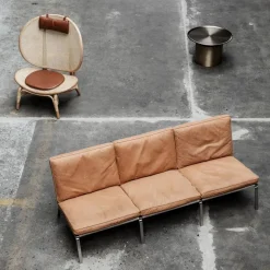 Nomad loungestol Natur-cognac läder