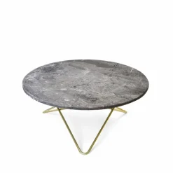 O Table soffbord Marmor grå mässingstativ