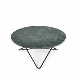 O Table soffbord marmor grön svartlackat stativ