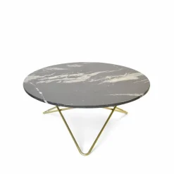 O Table soffbord marmor svart mässingsstativ