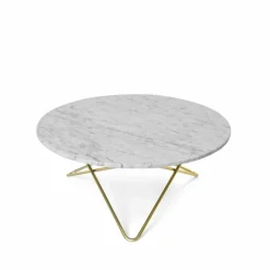 O Table soffbord marmor vit mässingsstativ