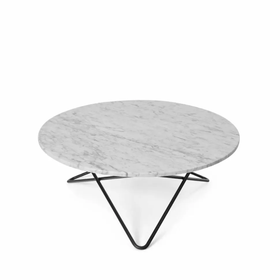 O Table soffbord Marmor vit svartlackat stativ