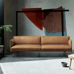 Outline soffa 2-sits Refine leather cognac-Black
